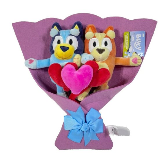 Bluey & Bingo Valentines Day 14" Plush Bouquet Removable Hearts & Figures - Picture 1 of 6